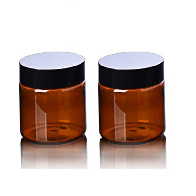 Het kosmetische Zwarte Deksel van 120g Amber Plastic Packaging Jars With