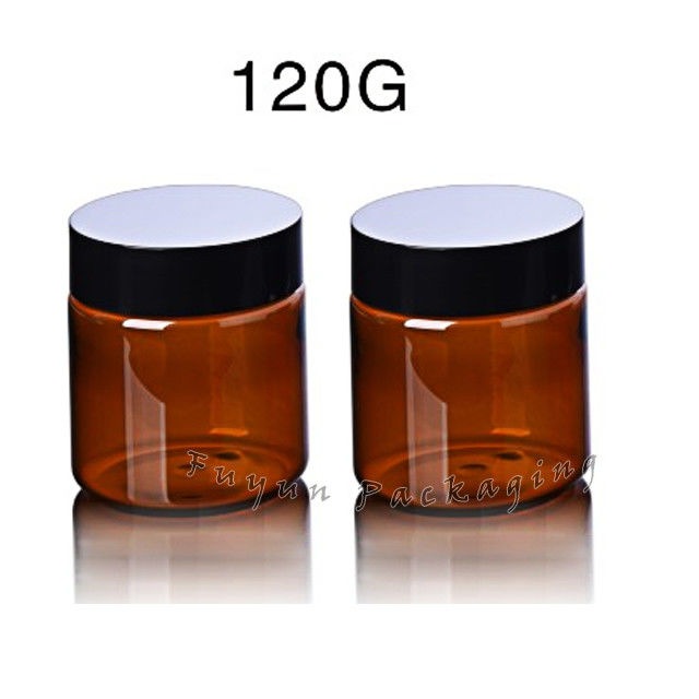 Het kosmetische Zwarte Deksel van 120g Amber Plastic Packaging Jars With