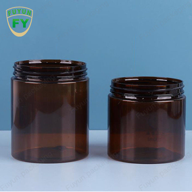 8 oz om Vorm Zwarte Plastic Kosmetische Room Plastic Amber Jar With Lid