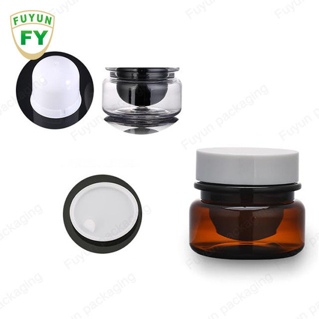 De in het groot Kosmetische Voedsel Kruik van de Verpakkings30ml Amber Black Pet Plastic Cosmetic Room met Wit Zwart Deksel