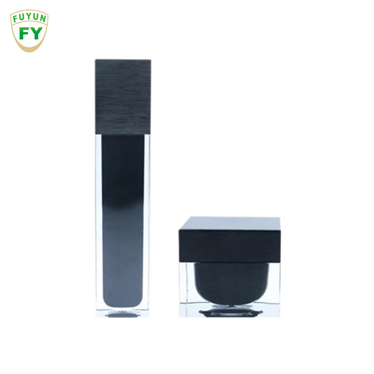 Fuyun 15ml/30ml/60ml/100ml/120ml/15g/30g/50g/100g ontruimt de zwarte fles van de de vorm acryl plastic dubbele muur van de kleurenrechthoek