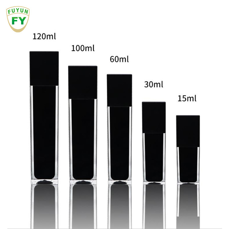 Fuyun 15ml/30ml/60ml/100ml/120ml/15g/30g/50g/100g ontruimt de zwarte fles van de de vorm acryl plastic dubbele muur van de kleurenrechthoek