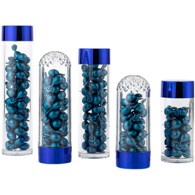 het HUISDIEREN Plastic Fles van 50ml 55ml 75ml met Glanzende Purpere GLB-Capsulecontainer