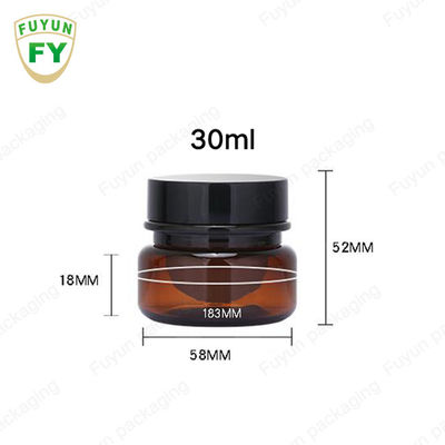 De in het groot Kosmetische Voedsel Kruik van de Verpakkings30ml Amber Black Pet Plastic Cosmetic Room met Wit Zwart Deksel