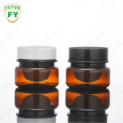 De in het groot Kosmetische Voedsel Kruik van de Verpakkings30ml Amber Black Pet Plastic Cosmetic Room met Wit Zwart Deksel