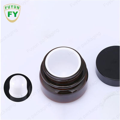 De in het groot Kosmetische Voedsel Kruik van de Verpakkings30ml Amber Black Pet Plastic Cosmetic Room met Wit Zwart Deksel