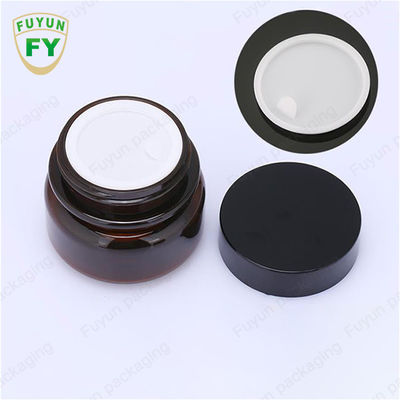 De in het groot Kosmetische Voedsel Kruik van de Verpakkings30ml Amber Black Pet Plastic Cosmetic Room met Wit Zwart Deksel