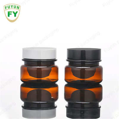 De in het groot Kosmetische Voedsel Kruik van de Verpakkings30ml Amber Black Pet Plastic Cosmetic Room met Wit Zwart Deksel